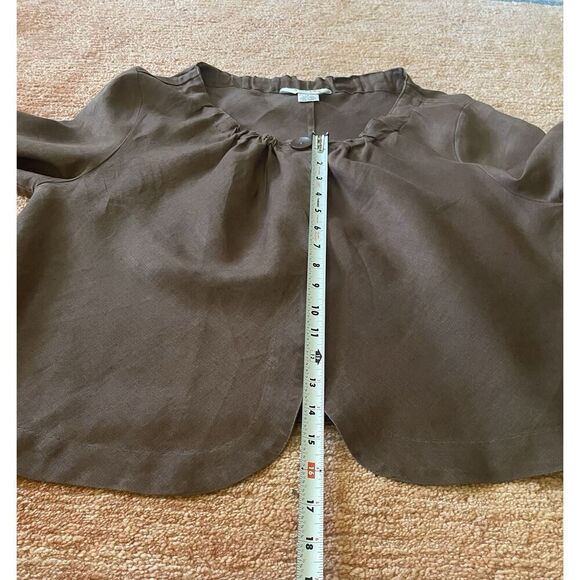 Allison Taylor 100% Linen Brown Button Front Jacket Top Women’s Size L - Picture 5 of 9